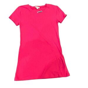 Zanana Outfitters Long Tee Bright Pink Short Sleeve Crew Neck NWT Size S
